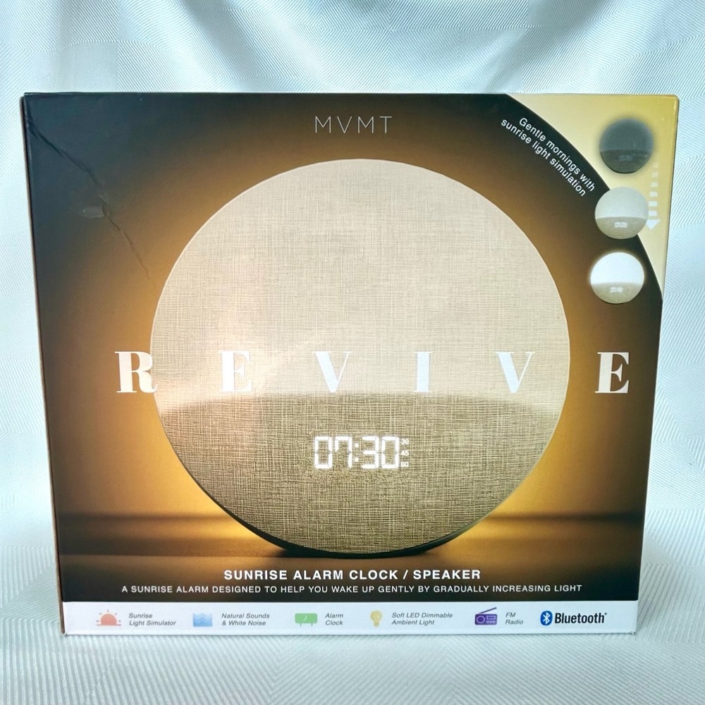 Sunrise Alarm Clock / Speaker with Sound Machine, FM Radio, Dimmable, Bluetooth